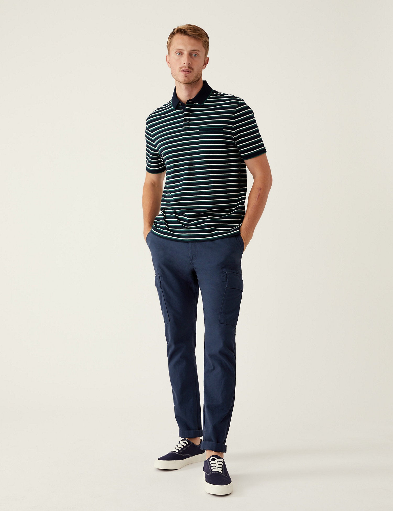 Slim Fit Pure Cotton Ripstop Cargo Trousers