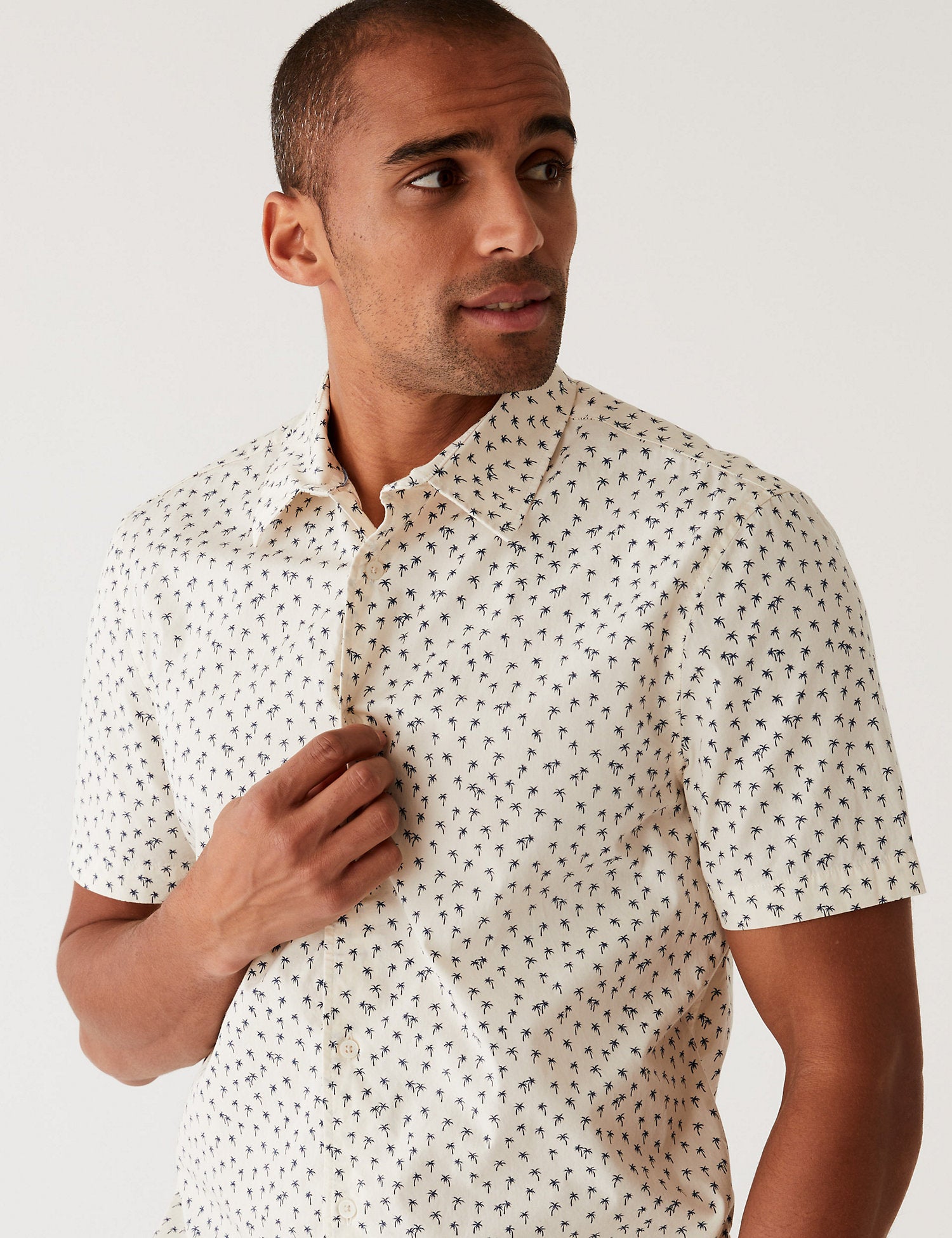Pure Cotton Palm Tree Print Shirt