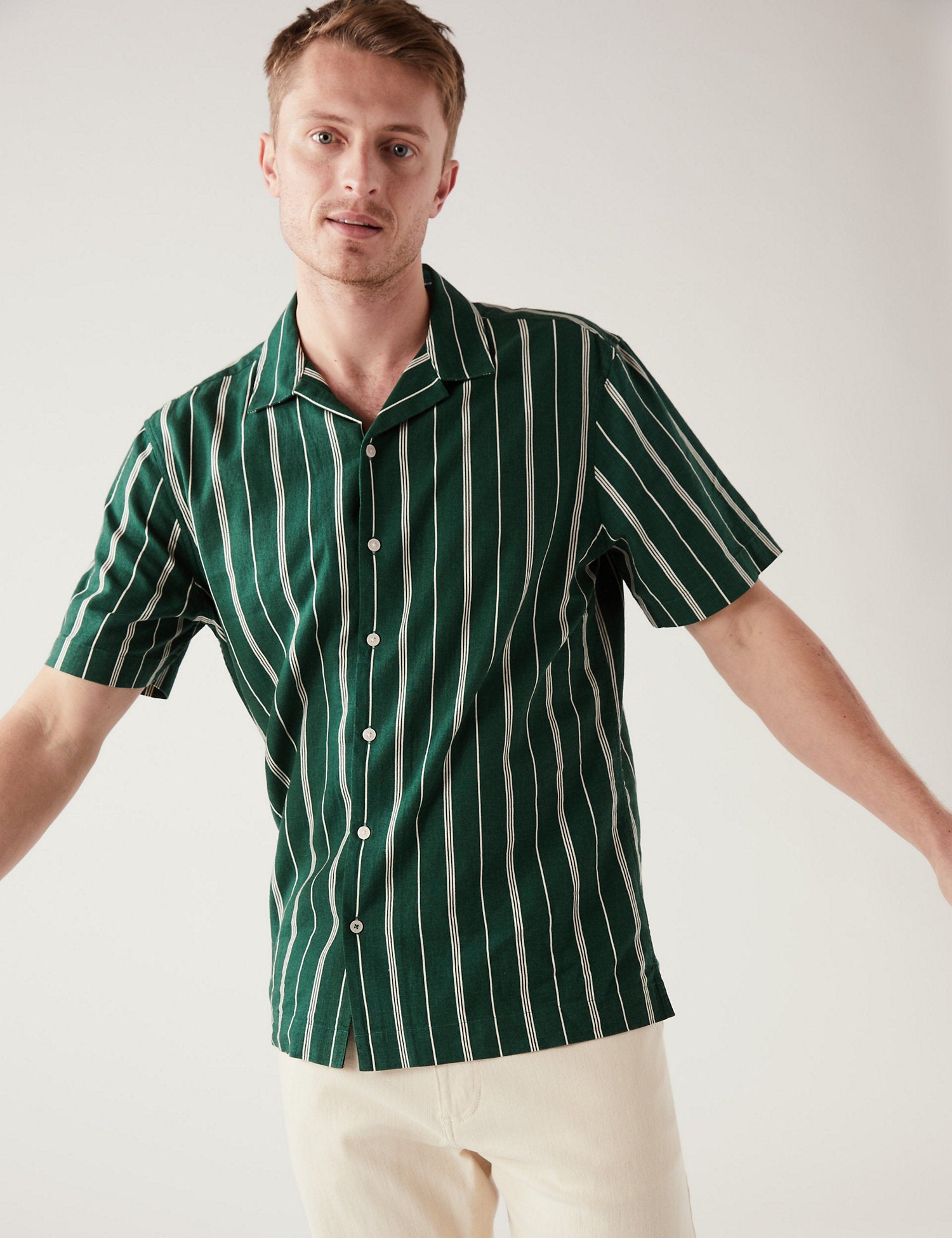 Linen Blend Striped Shirt