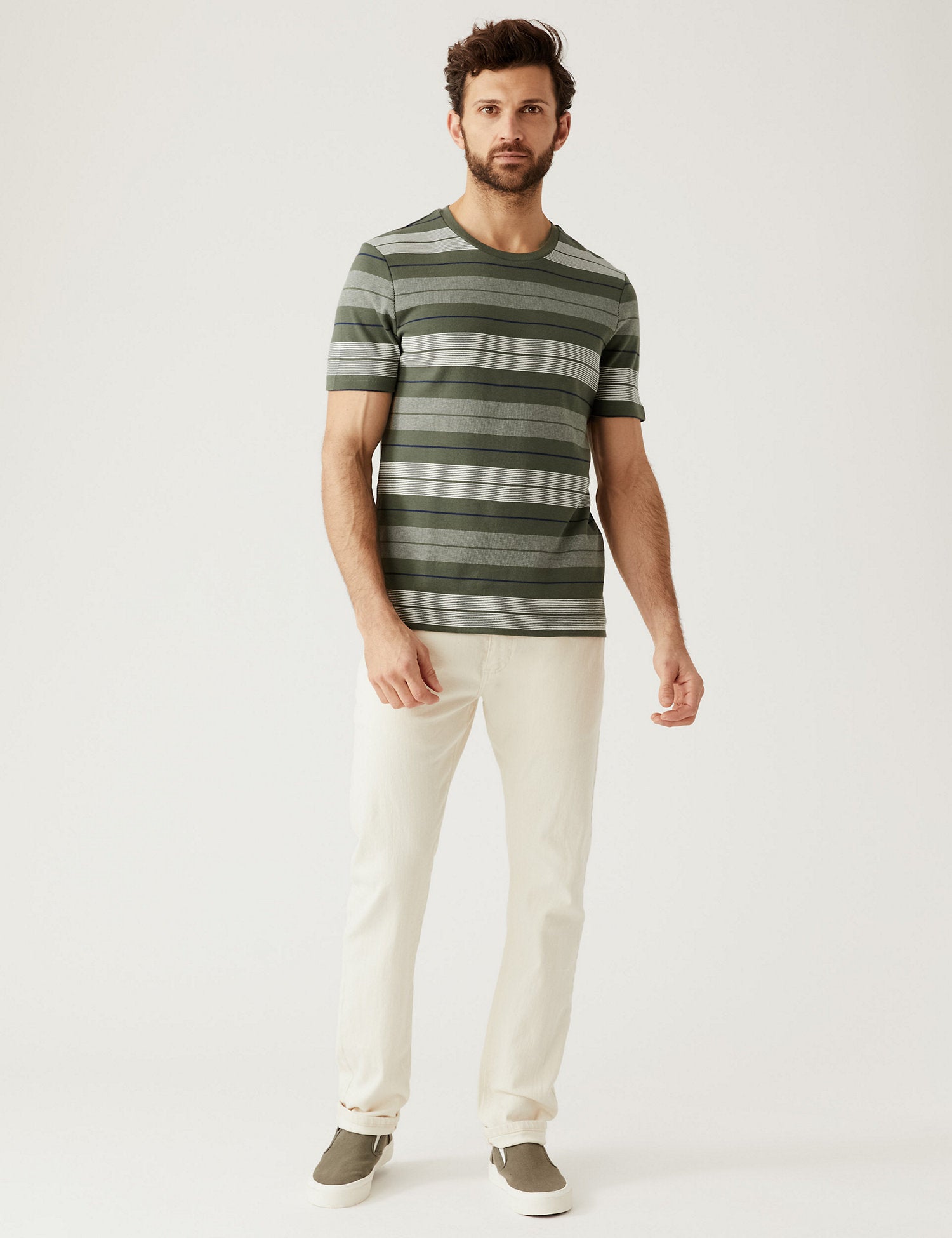 Pure Cotton Double Knit Striped T-Shirt