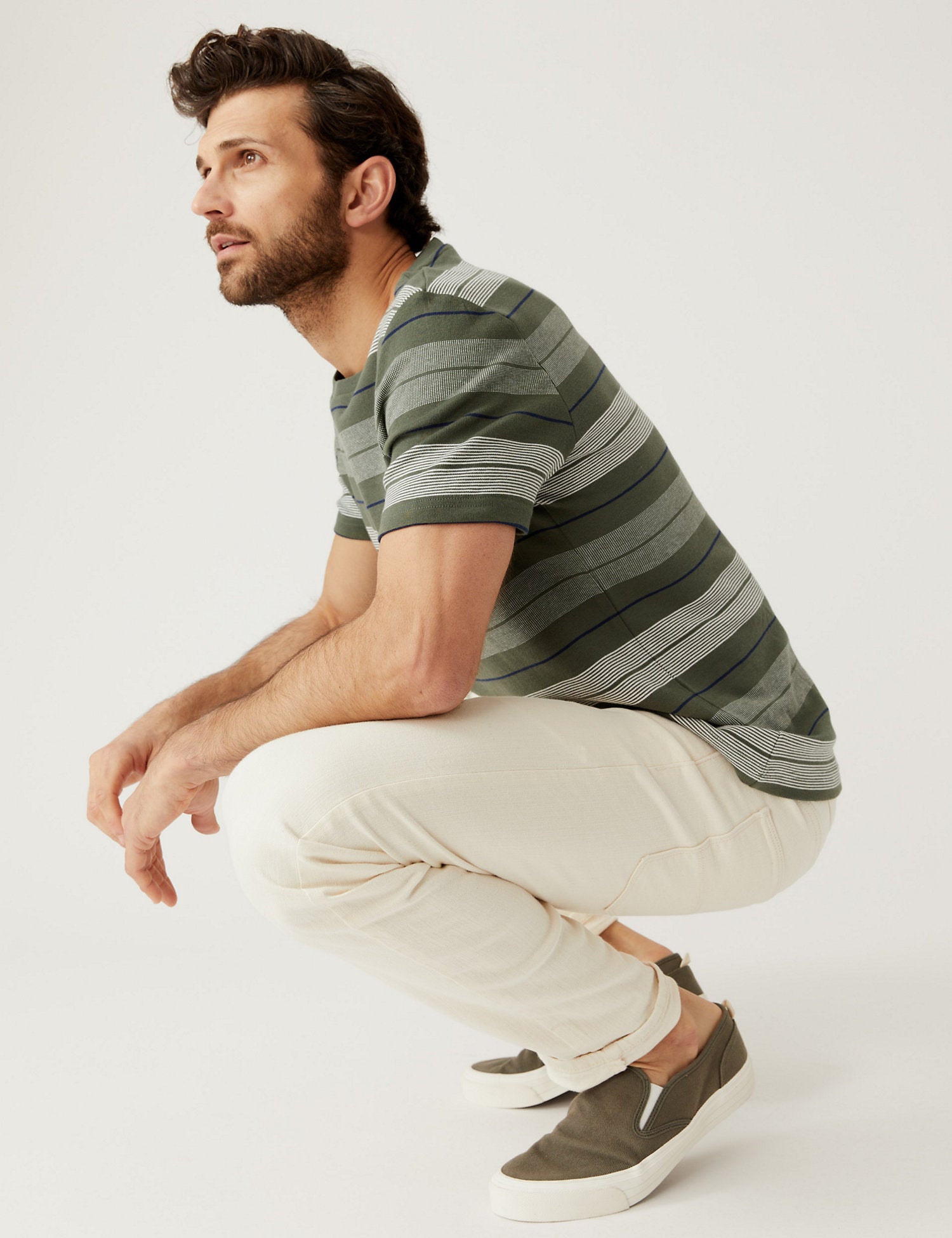 Pure Cotton Double Knit Striped T-Shirt