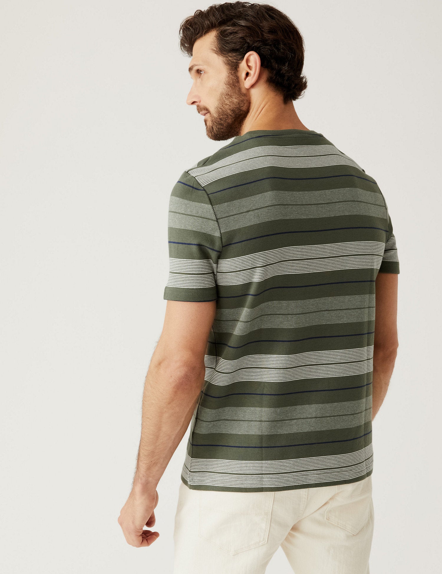 Pure Cotton Double Knit Striped T-Shirt
