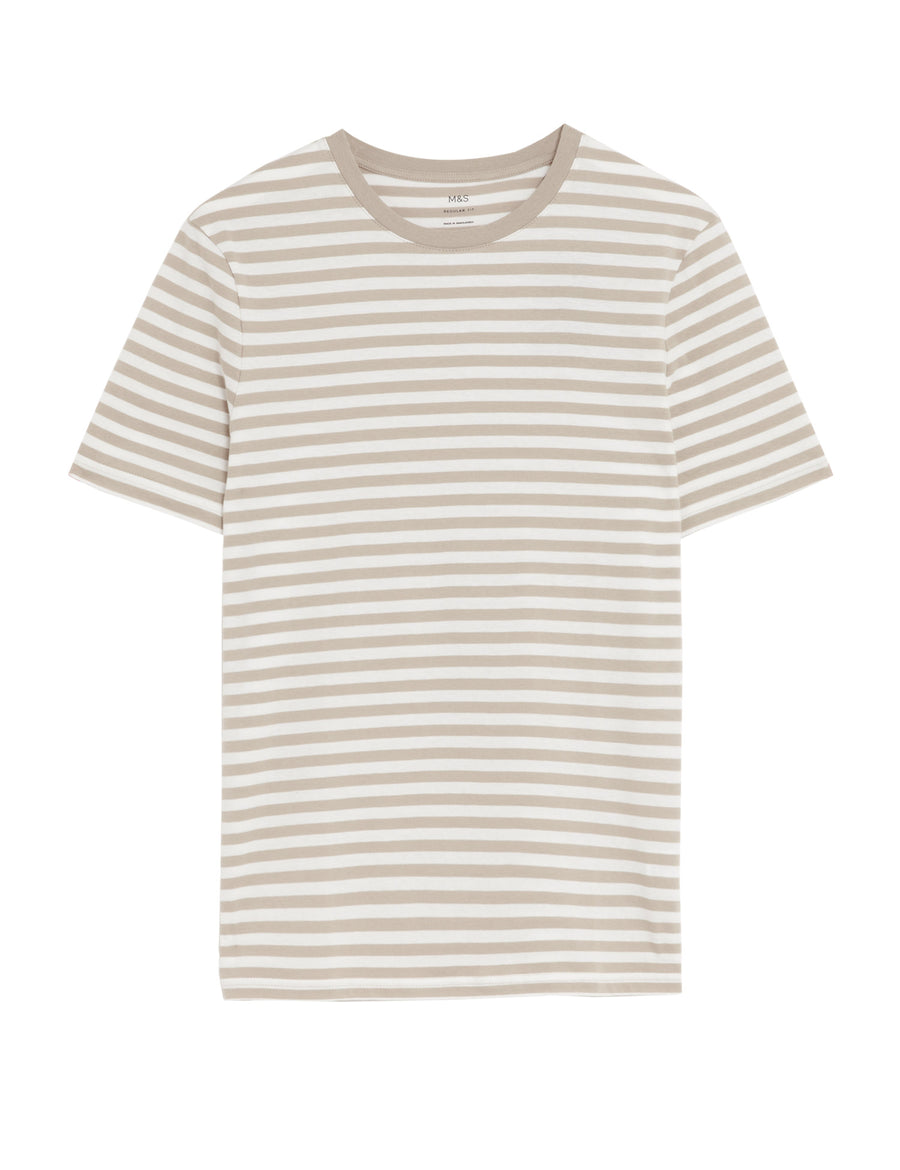Pure Cotton Striped Textured T-Shirt