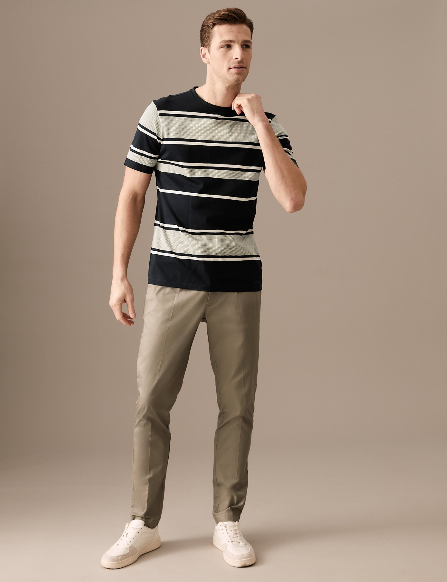 Slim Fit Pure Cotton Striped T-Shirt