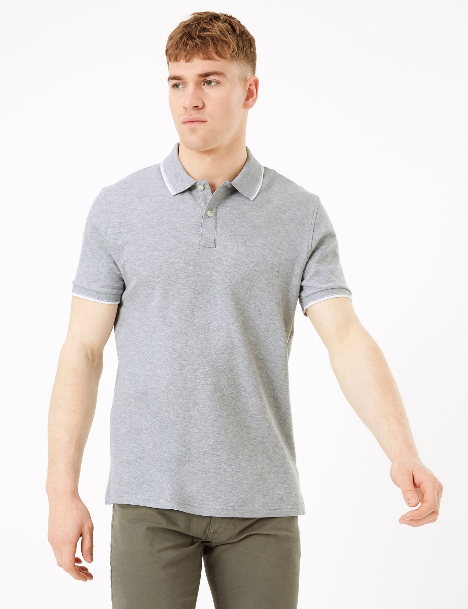 Pure Cotton Textured Polo Shirt