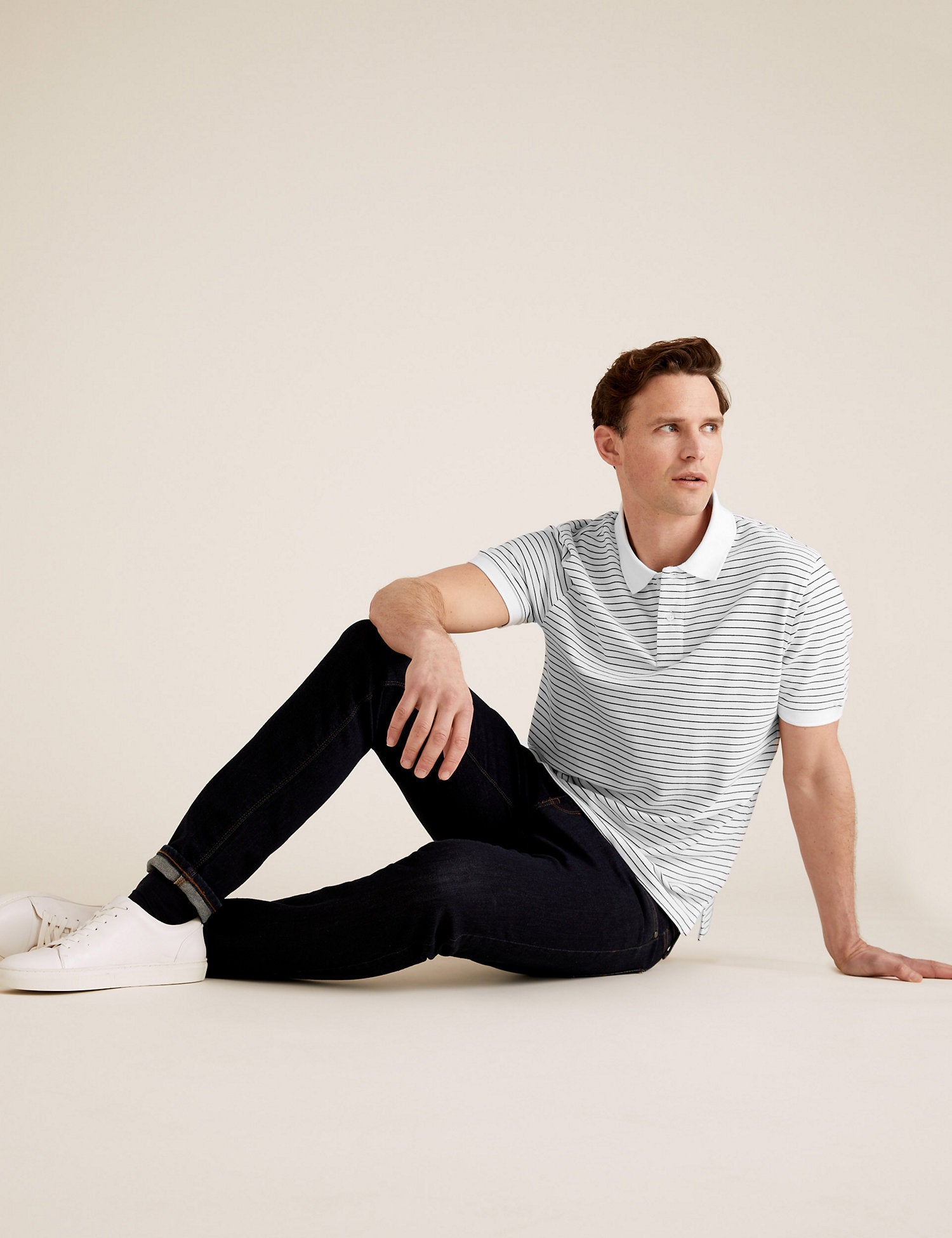 Pure Cotton Striped Polo Shirt