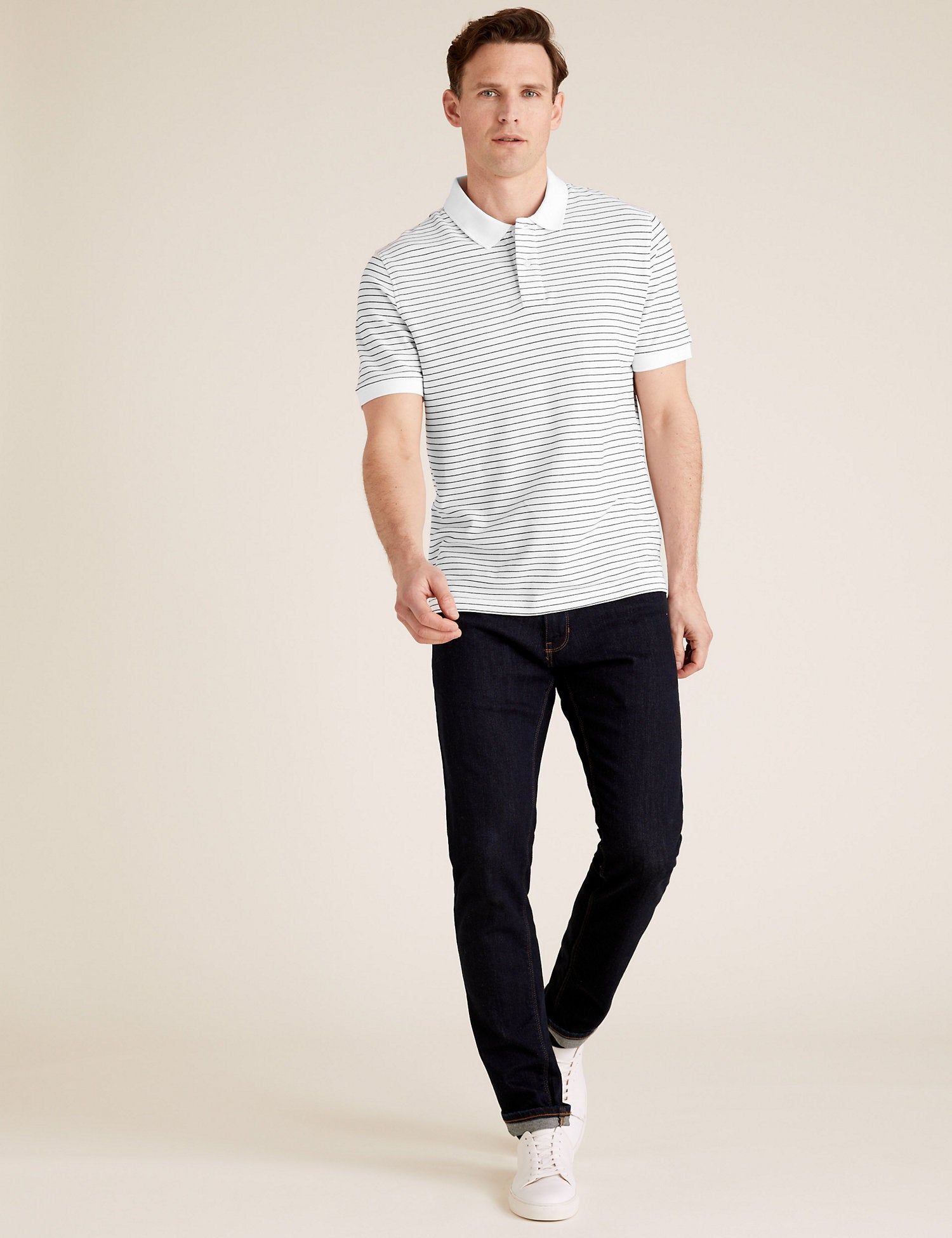 Pure Cotton Striped Polo Shirt