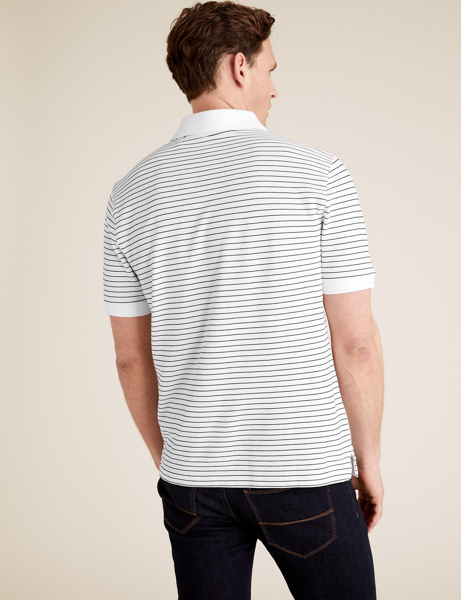 Pure Cotton Striped Polo Shirt