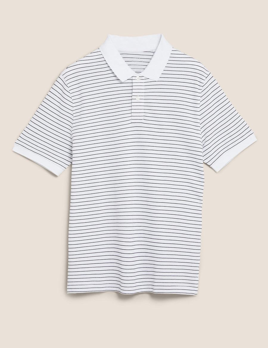 Pure Cotton Striped Polo Shirt