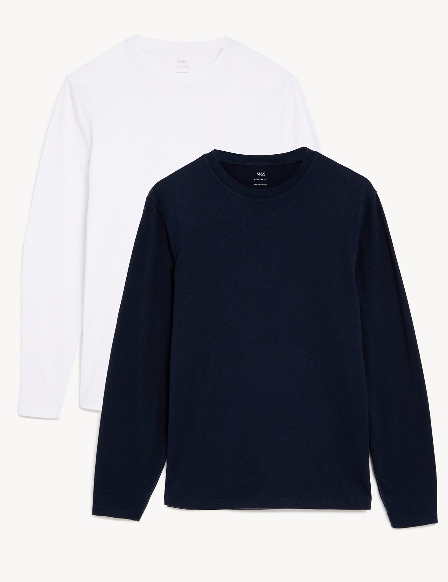 2pk Pure Cotton Long Sleeve T-Shirts