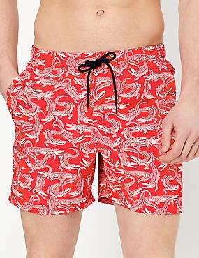 Quick Dry Crocodile Print Swim Shorts