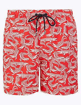 Quick Dry Crocodile Print Swim Shorts