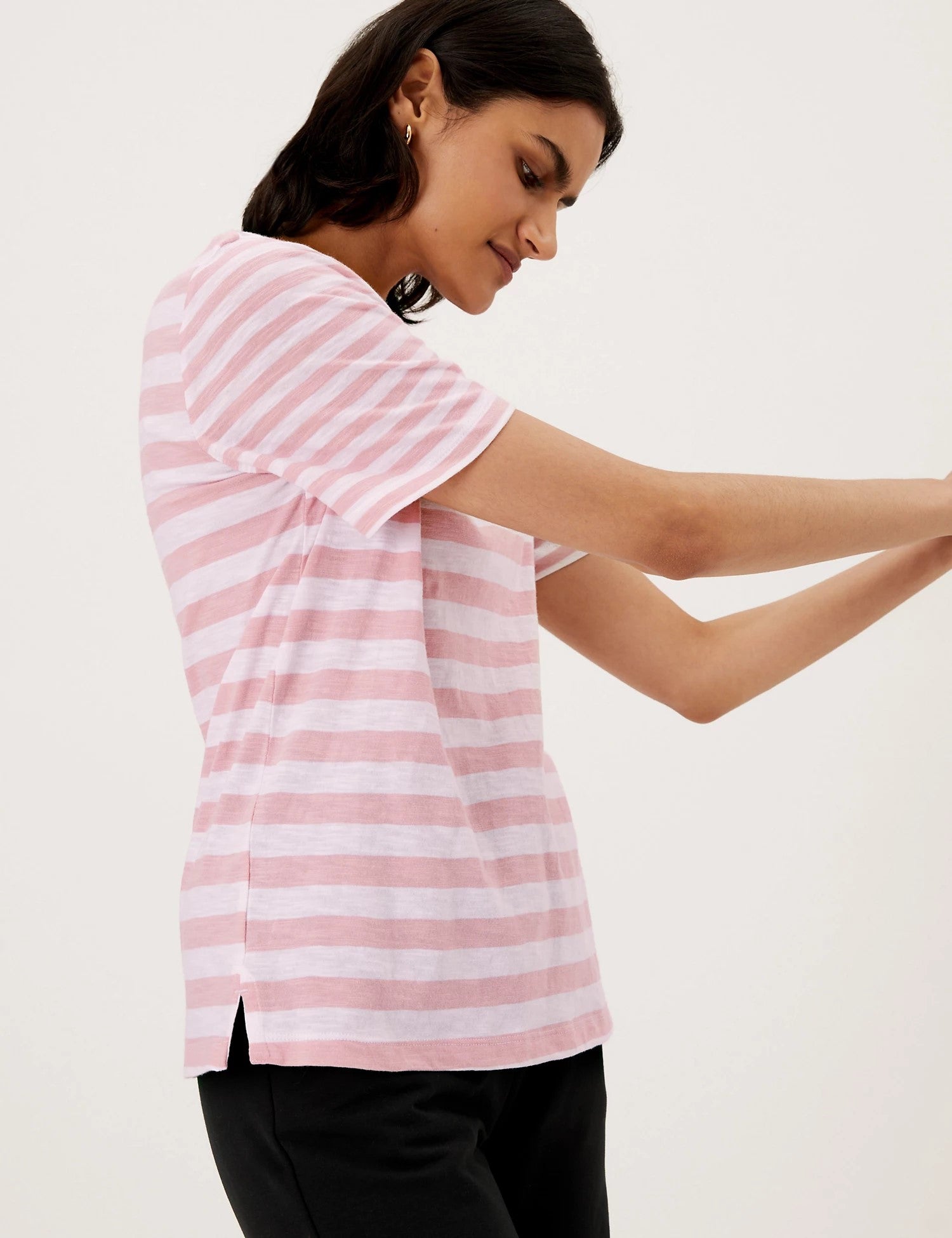 Pure Cotton Striped Straight Fit T-Shirt