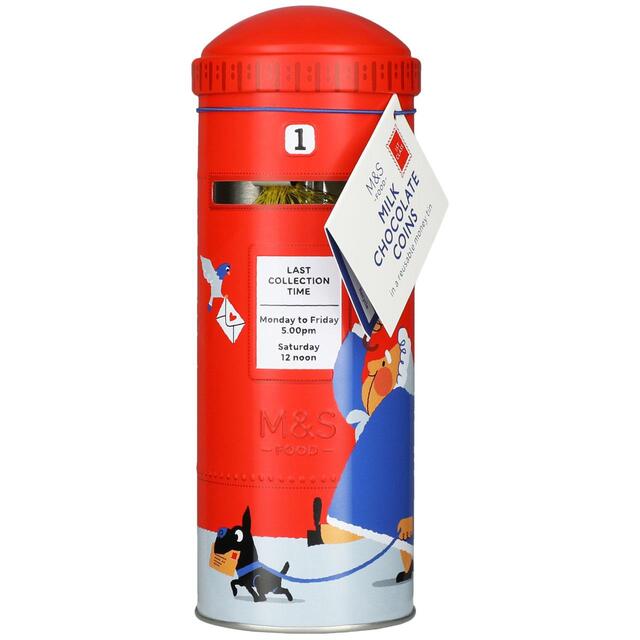Milk Chocolate Coins Postbox Tin 120g