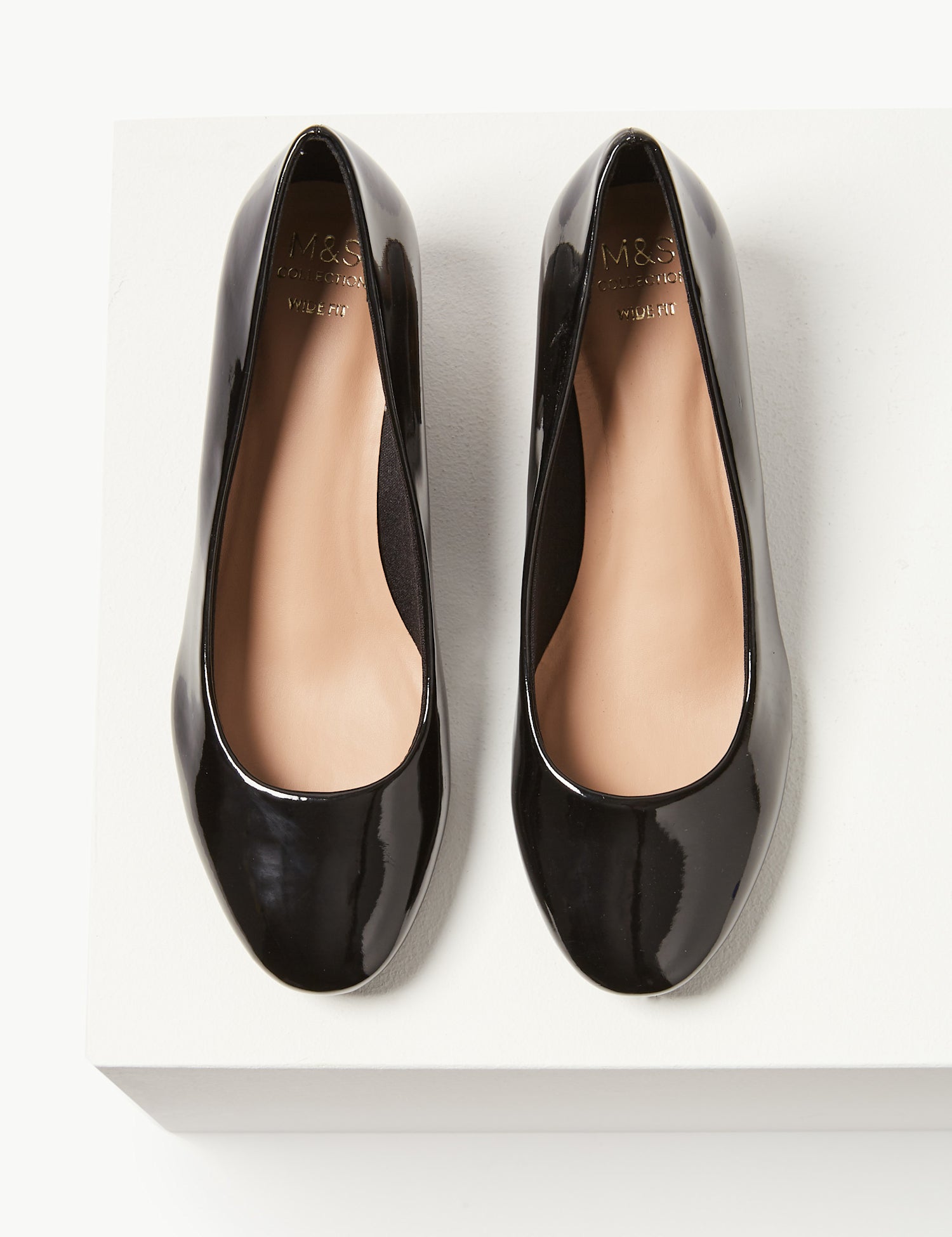 Wide Fit Block Heel Court Shoes