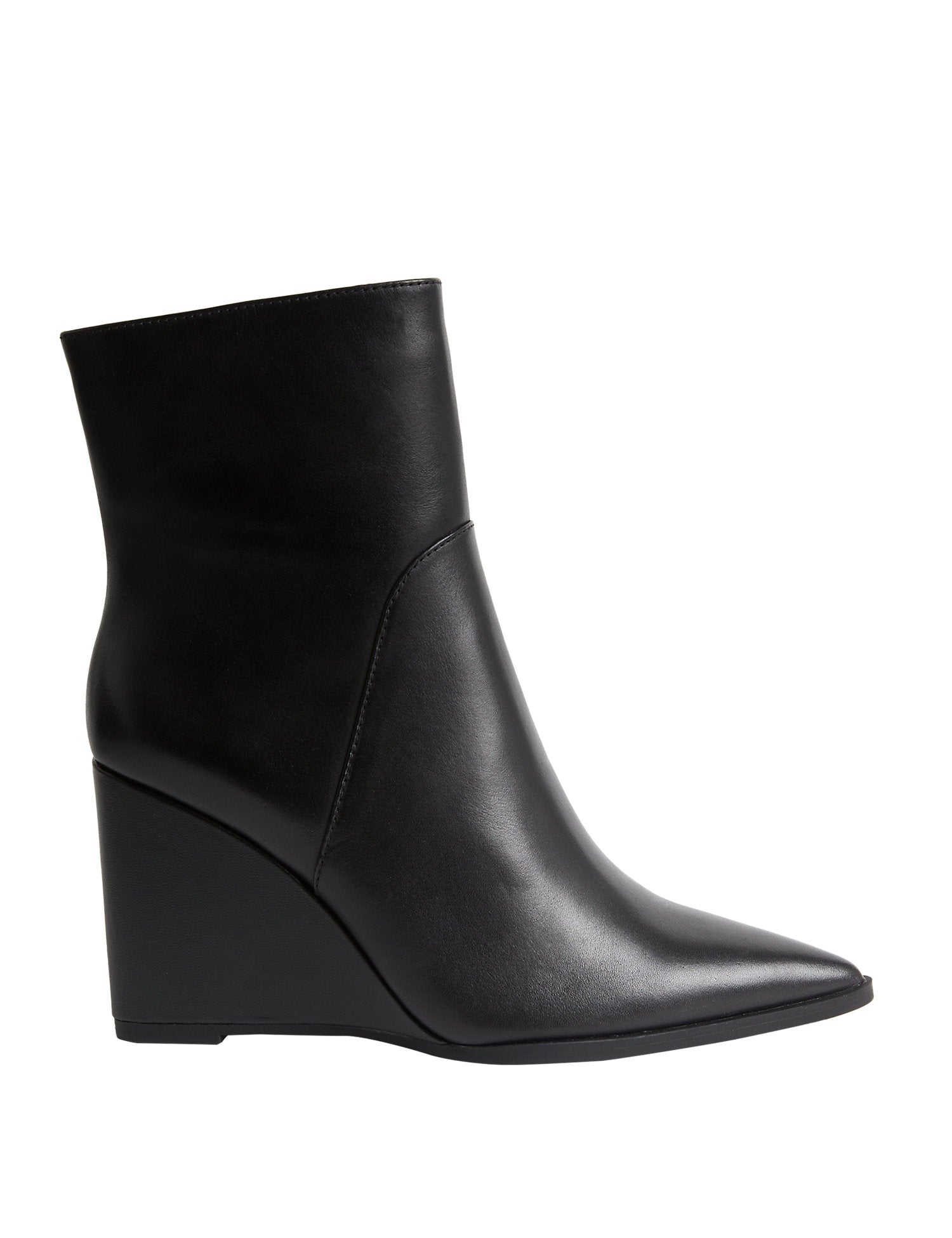 Leather Wedge Pointed Ankle Boots