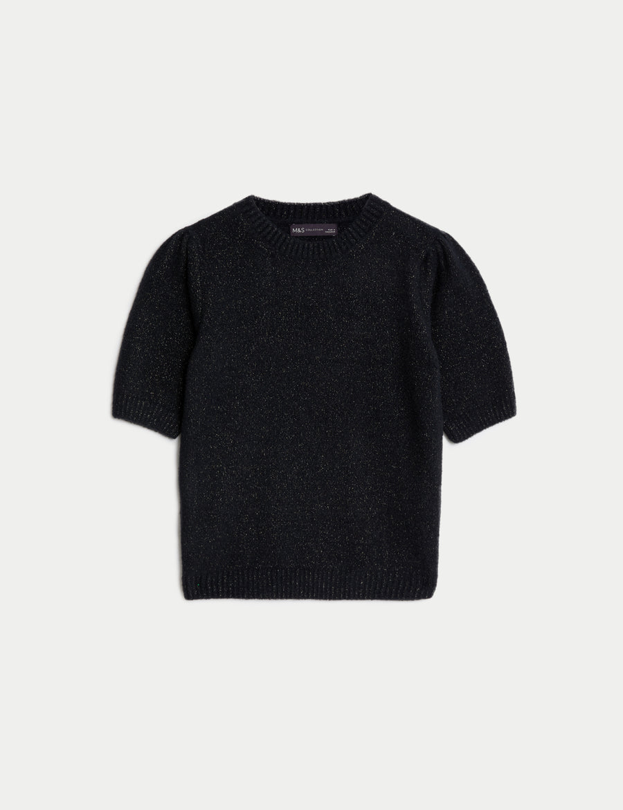 Sparkly Crew Neck Knitted Top