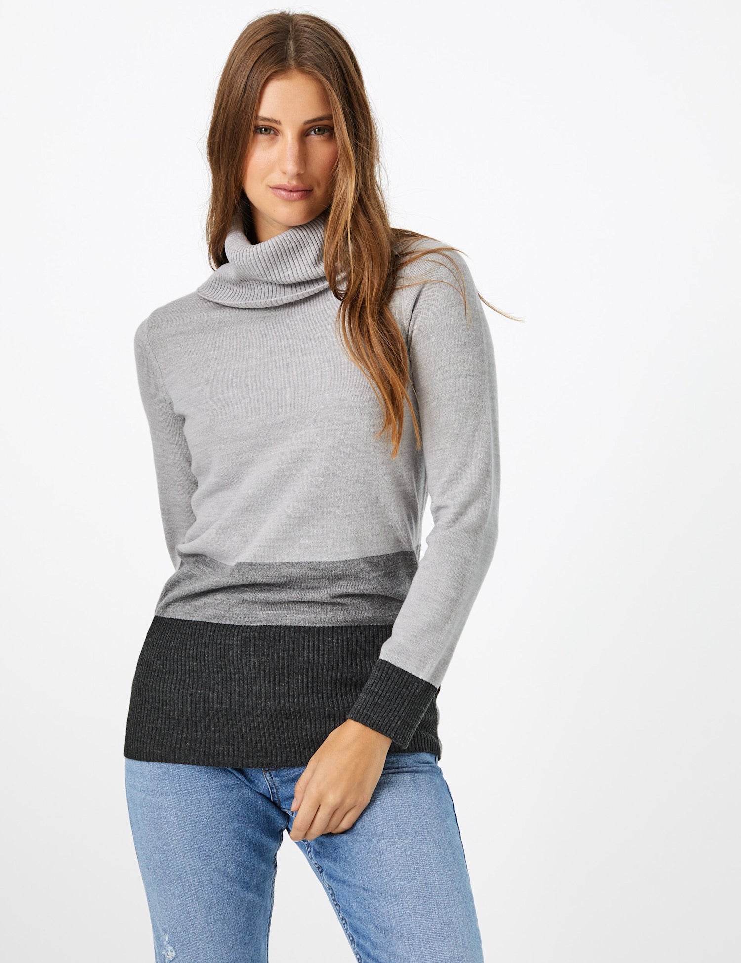 Cashmilon™ Colour Block Cowl Neck Jumper