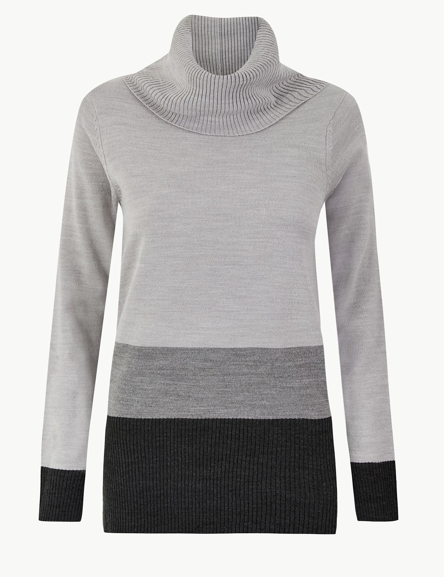 Cashmilon™ Colour Block Cowl Neck Jumper