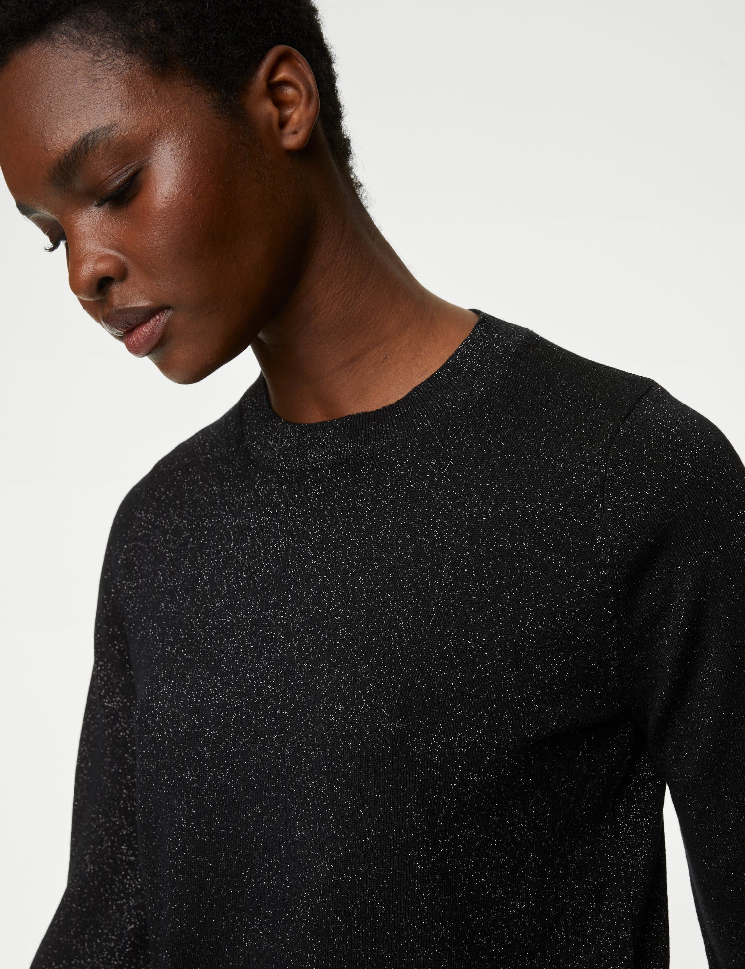 Sparkly Crew Neck Knitted Top