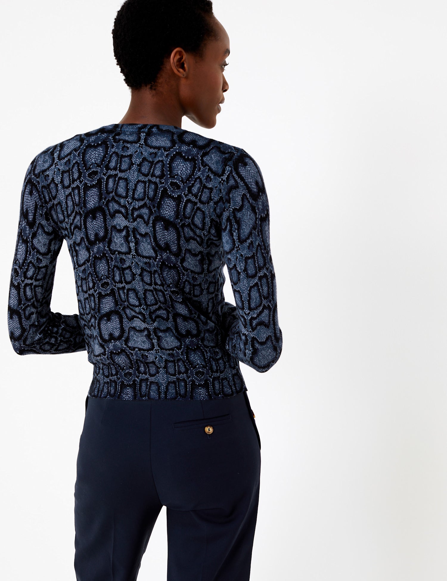 Animal Print Round Neck Cardigan