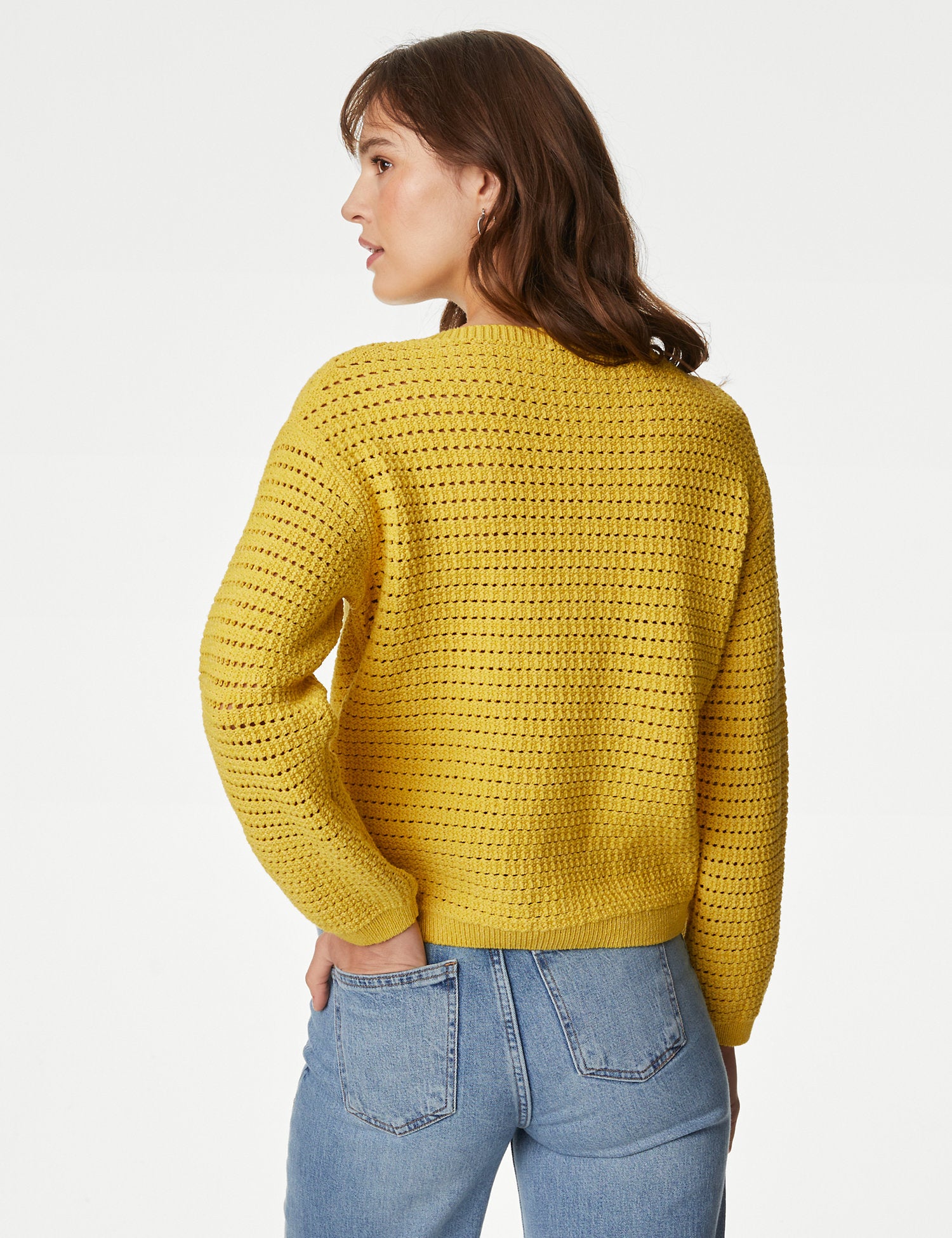 Cotton Rich Textured Crew Neck Jumper