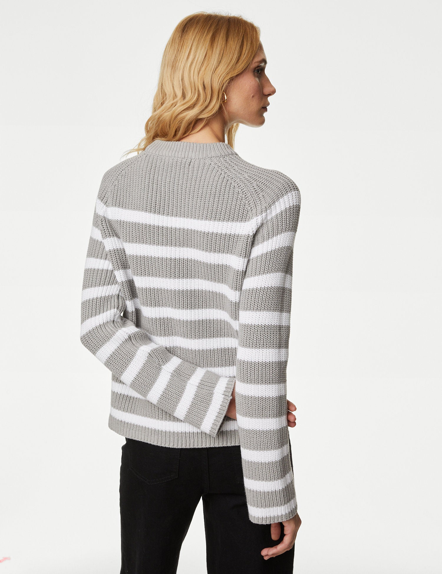 Cotton Rich Striped Textured Jumper