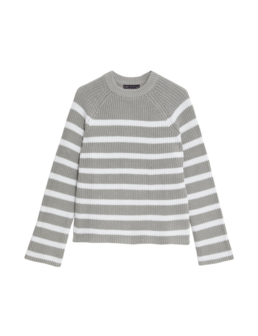 Cotton Rich Striped Textured Jumper