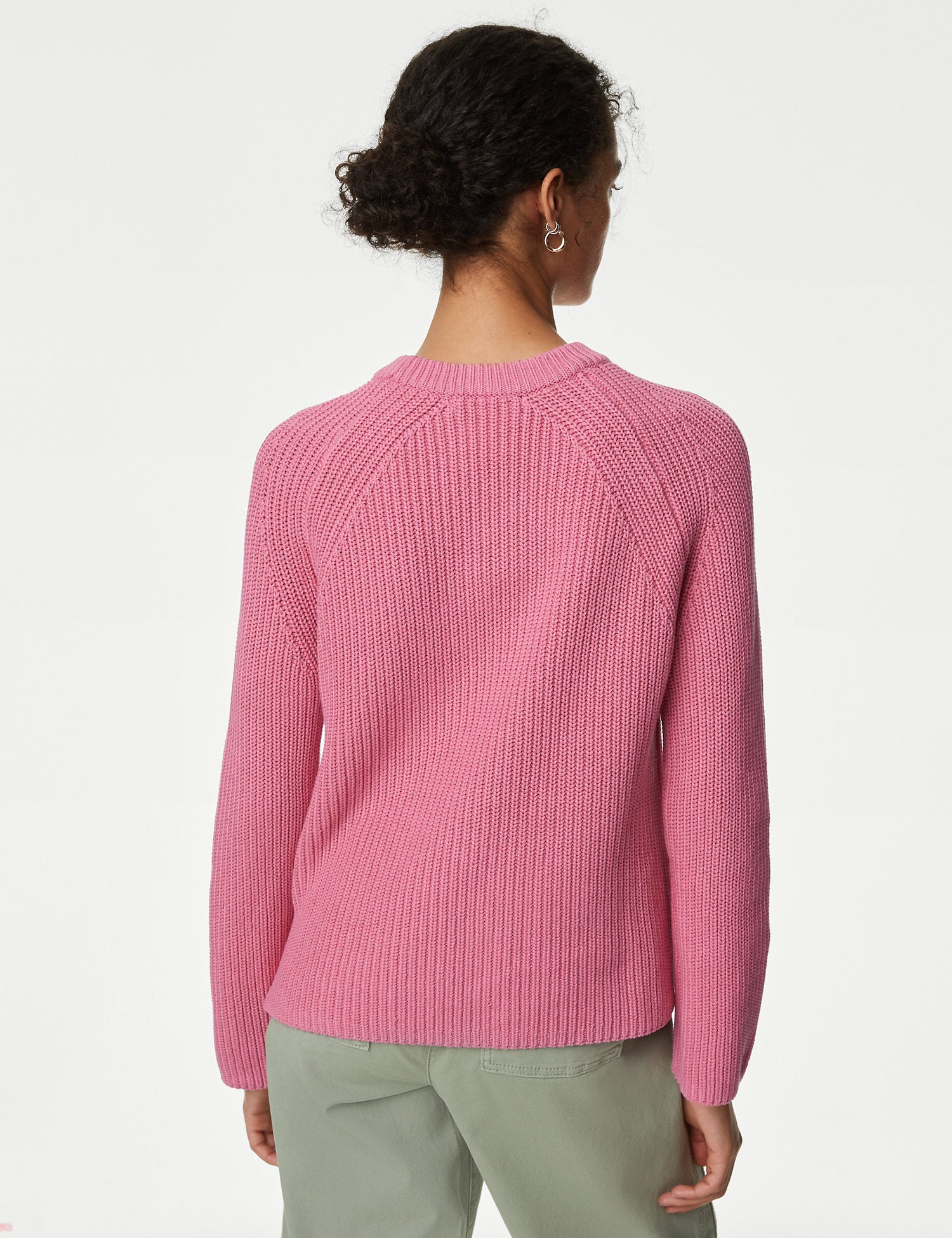 Cotton Rich Ribbed Crew Neck Jumper