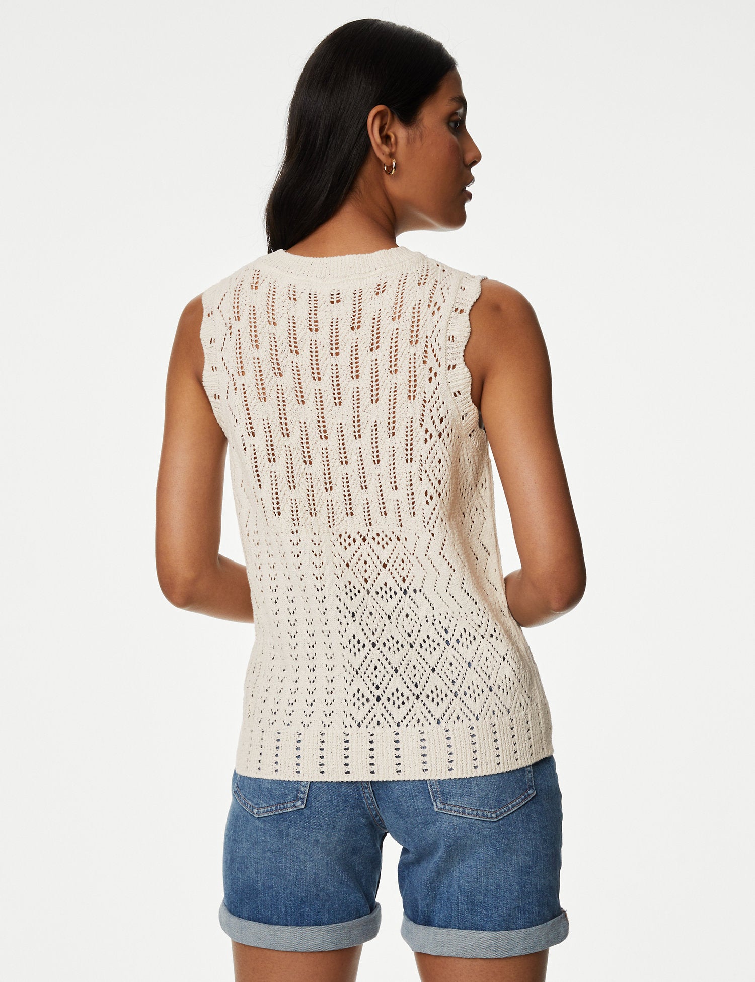 Cotton Rich Textured Knitted Vest