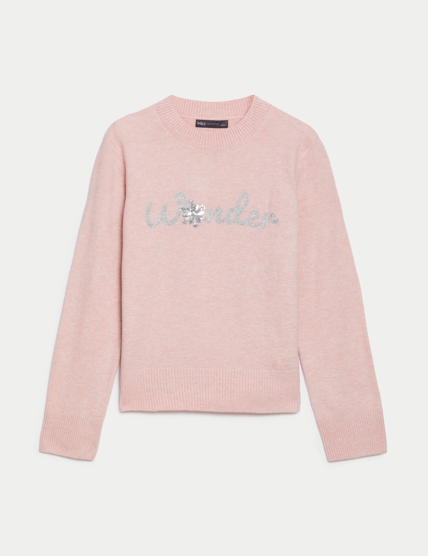 Sequin Slogan Crew Neck Jumper