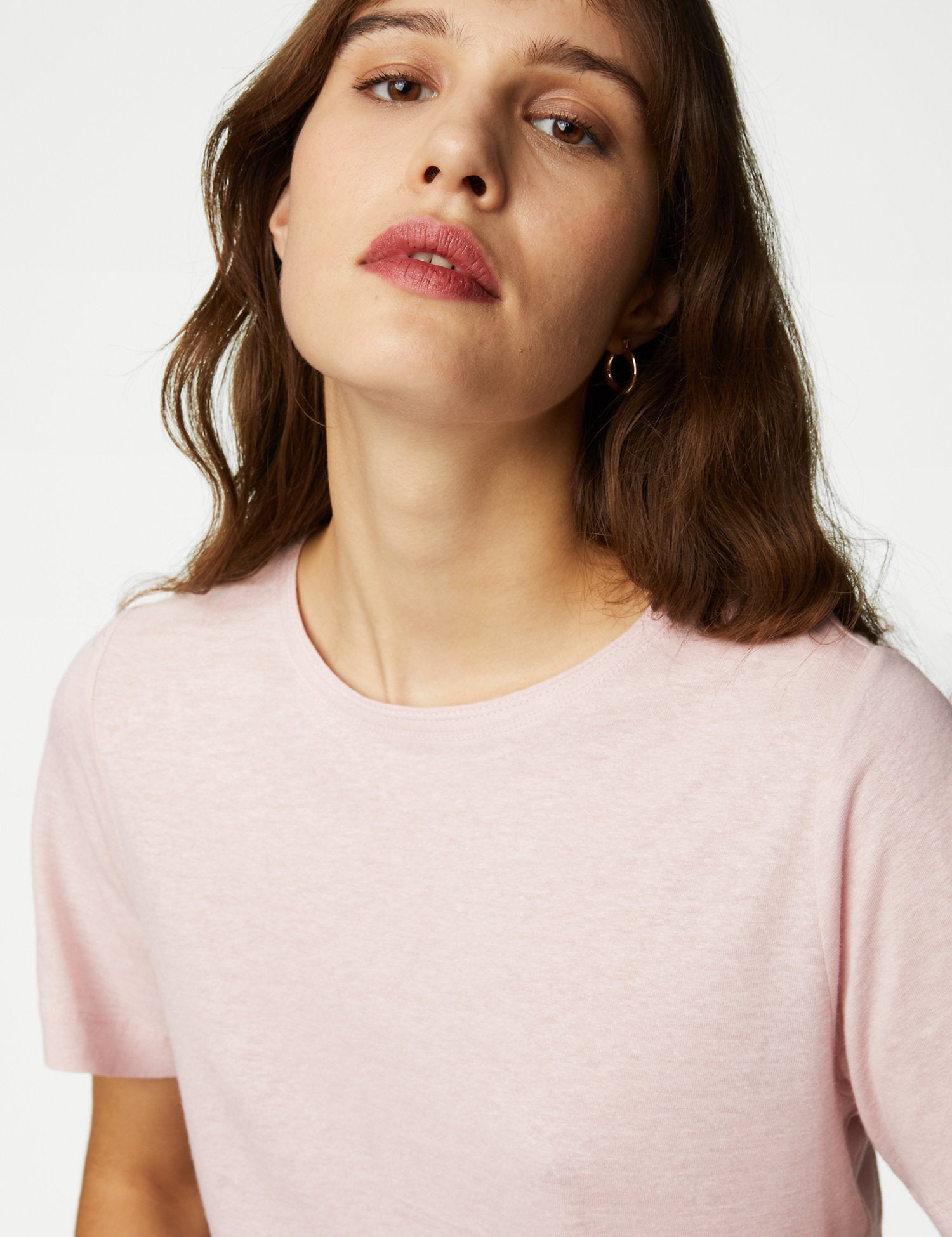 Linen Blend Crew Neck Top