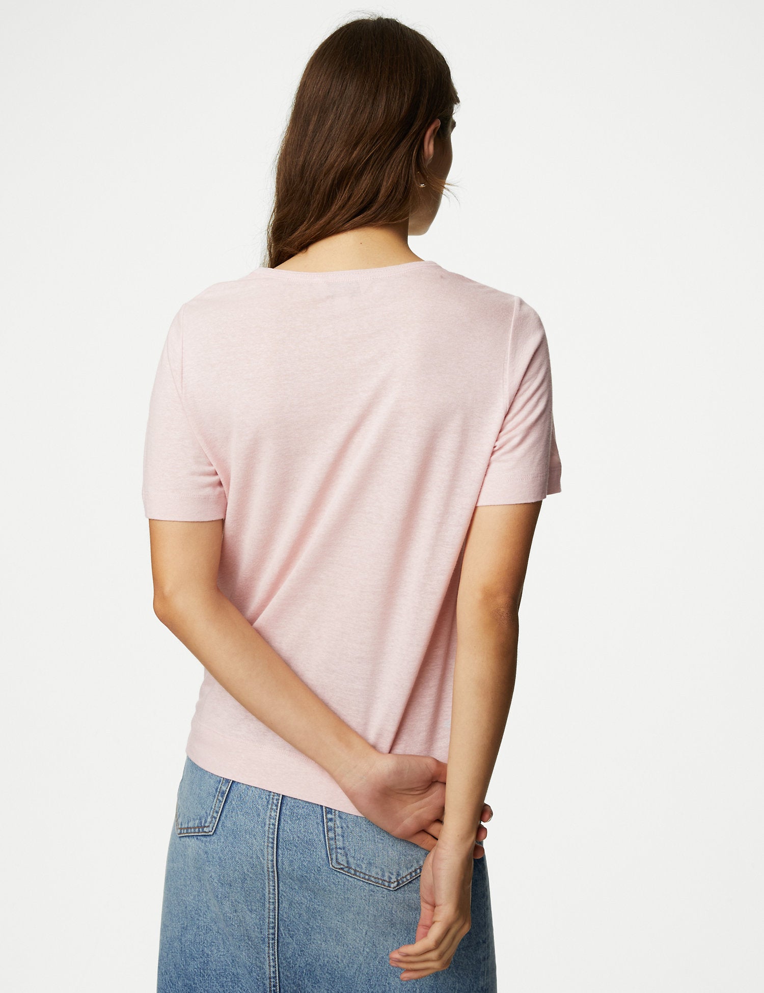 Linen Blend Crew Neck Top