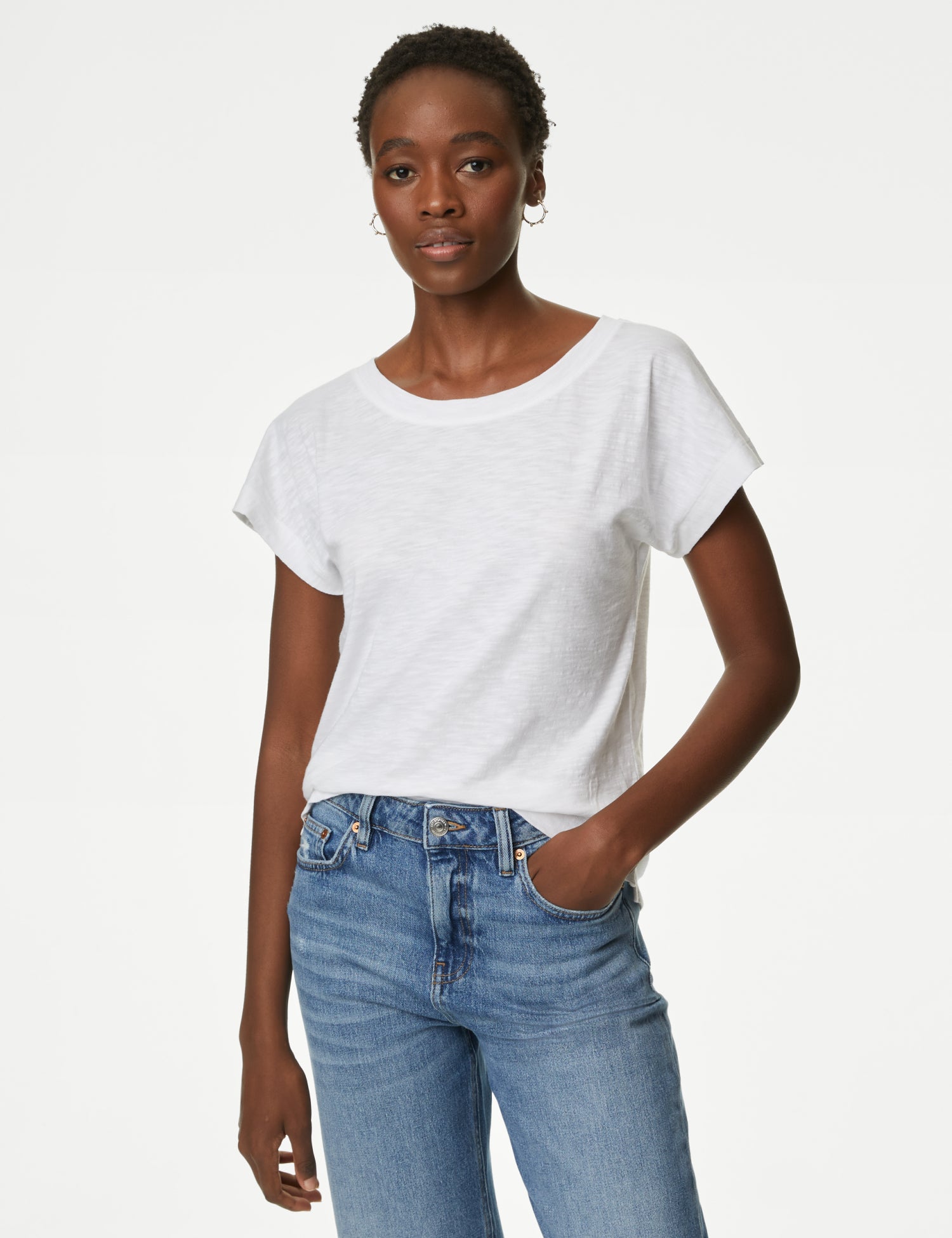 Pure Cotton Everyday Fit Slash Neck T-shirt