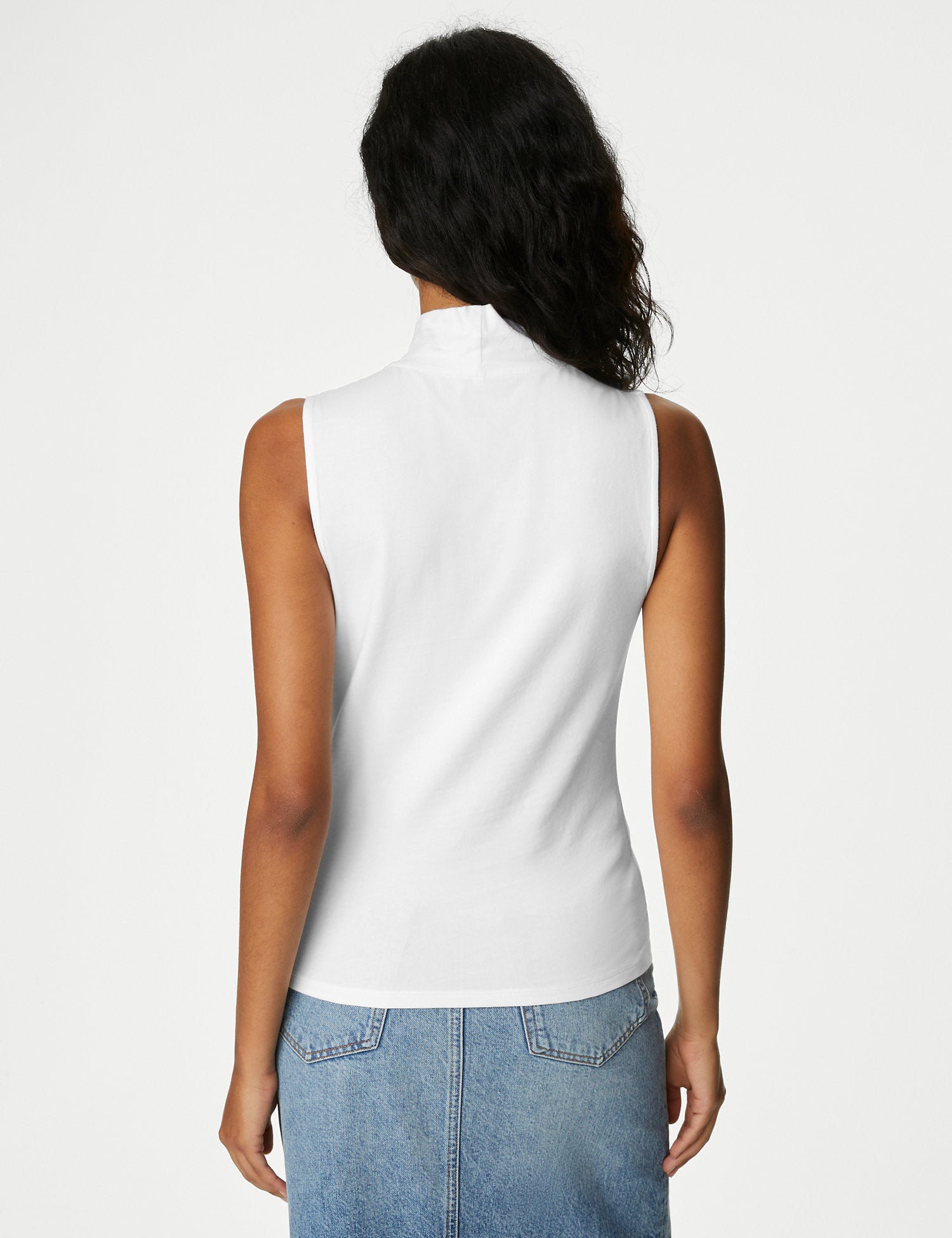 Cotton Rich Funnel Neck Vest Top