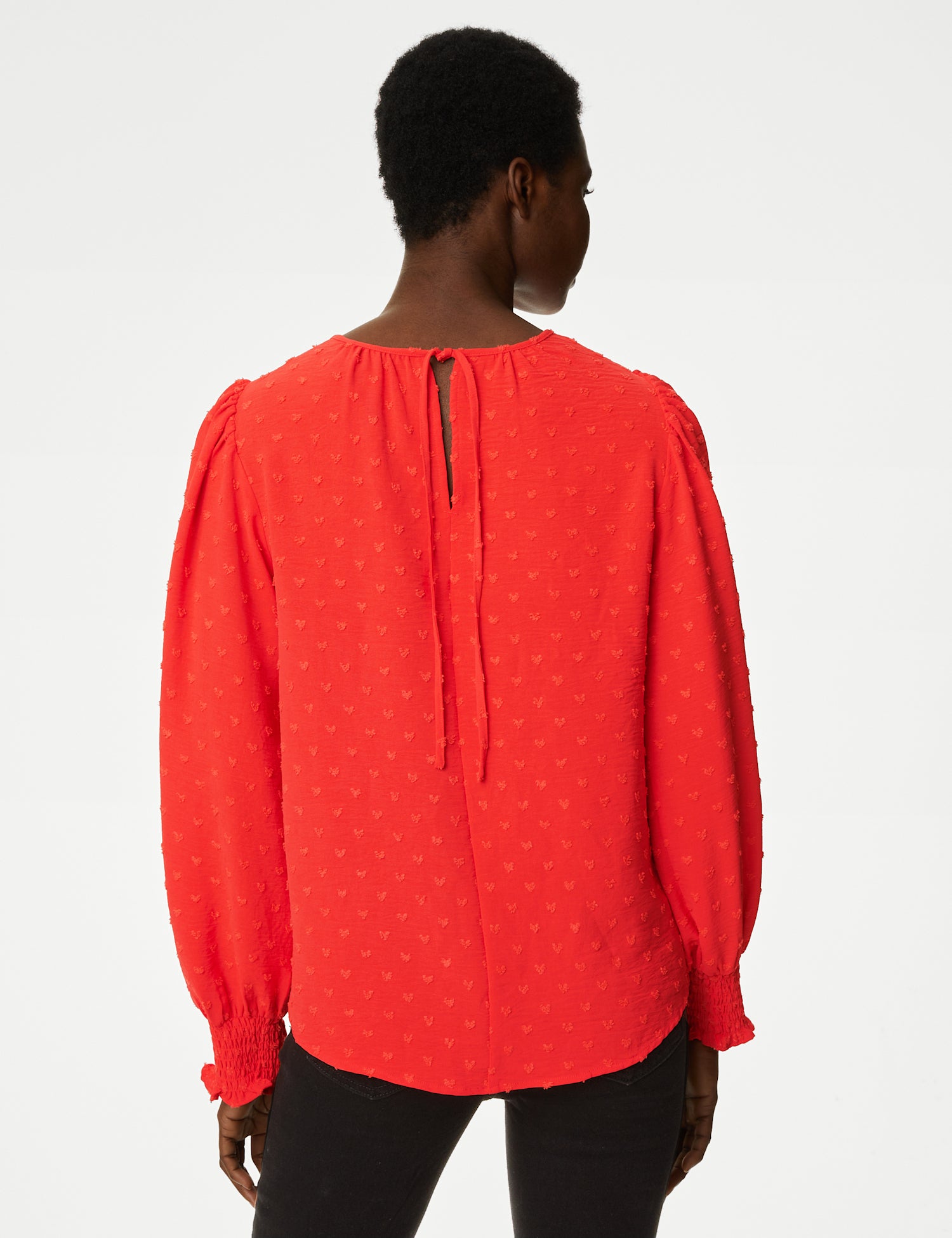 Textured Crew Neck Blouse