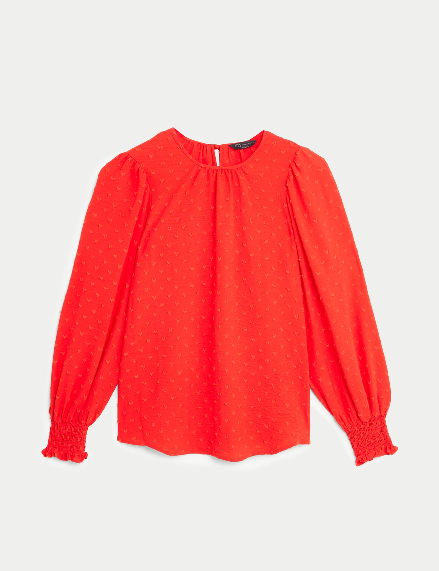 Textured Crew Neck Blouse