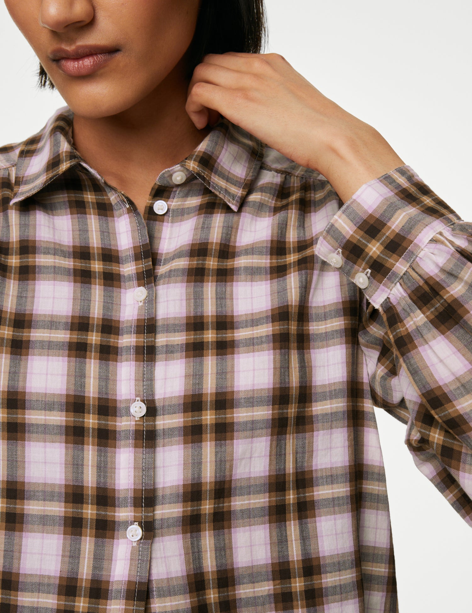 Pure Cotton Checked Collared Shirt