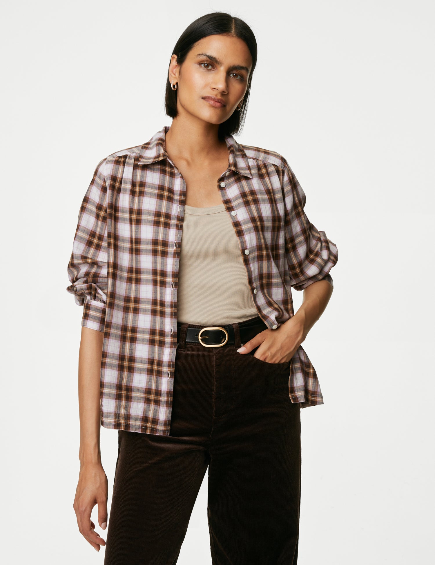 Pure Cotton Checked Collared Shirt