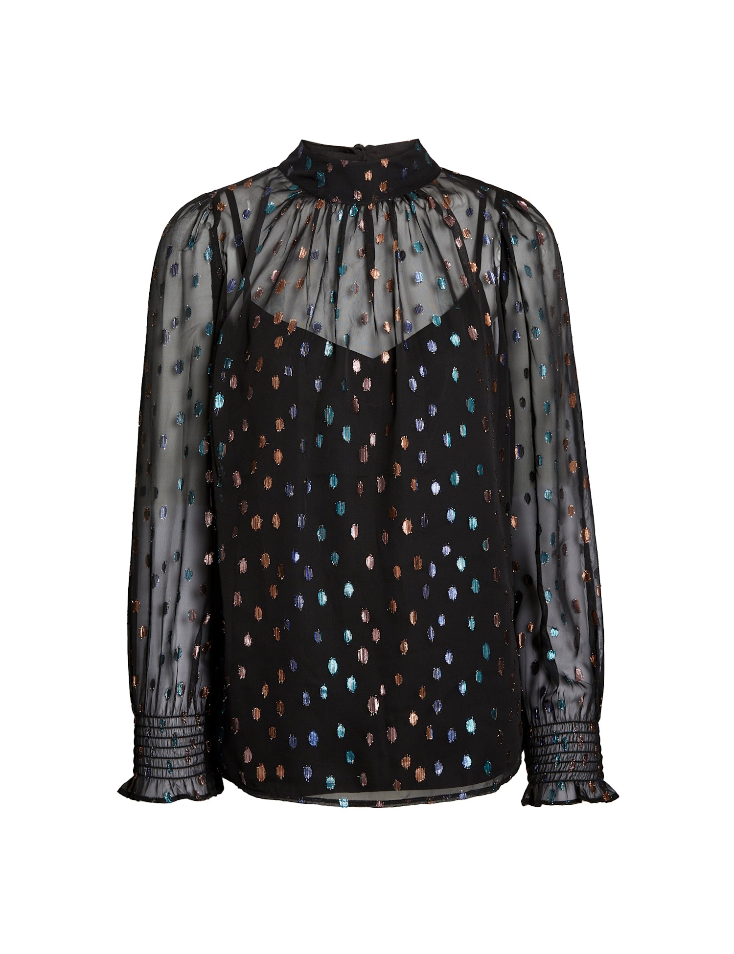 Jacquard High Neck Blouse