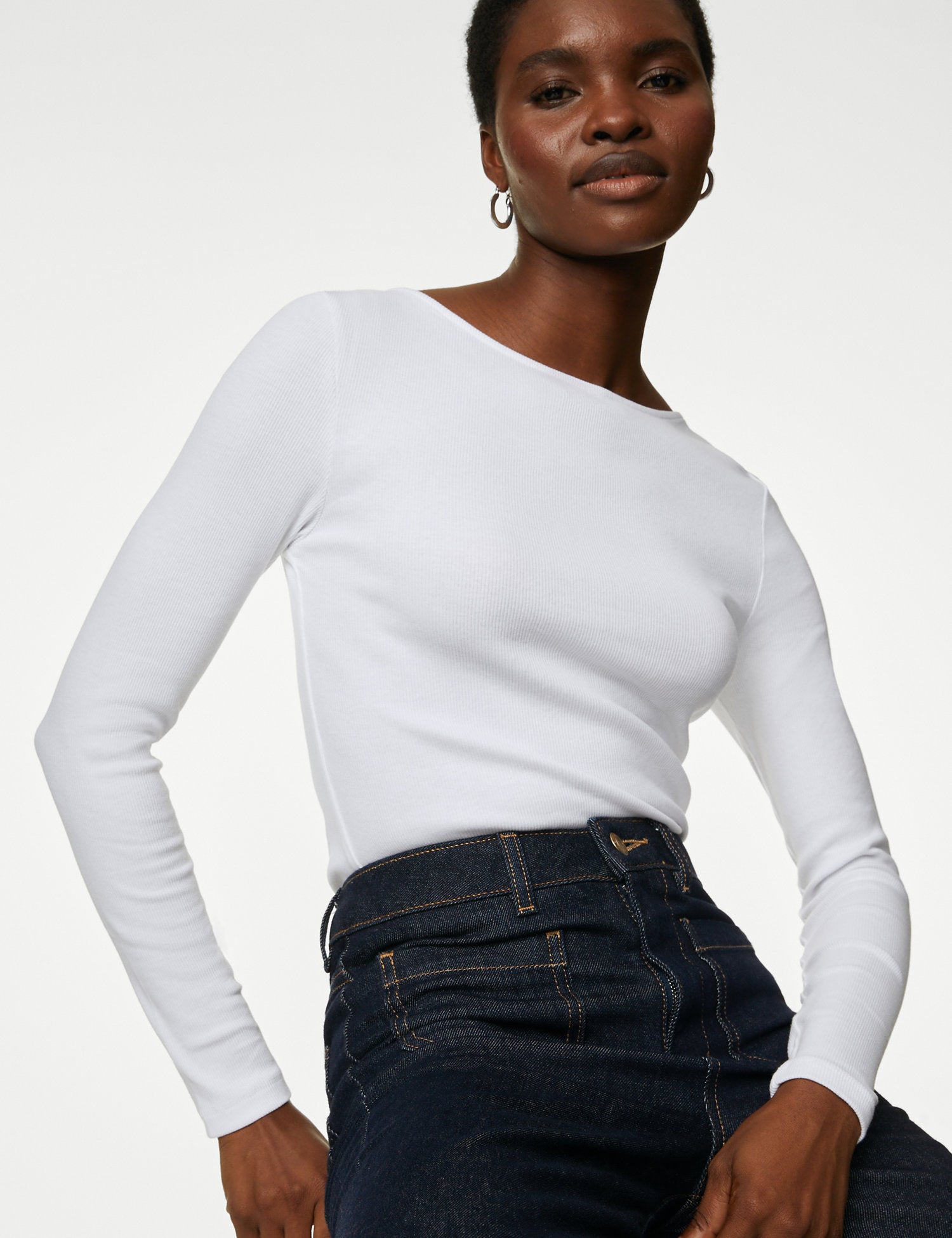 Cotton Rich Ribbed Slim Fit Top