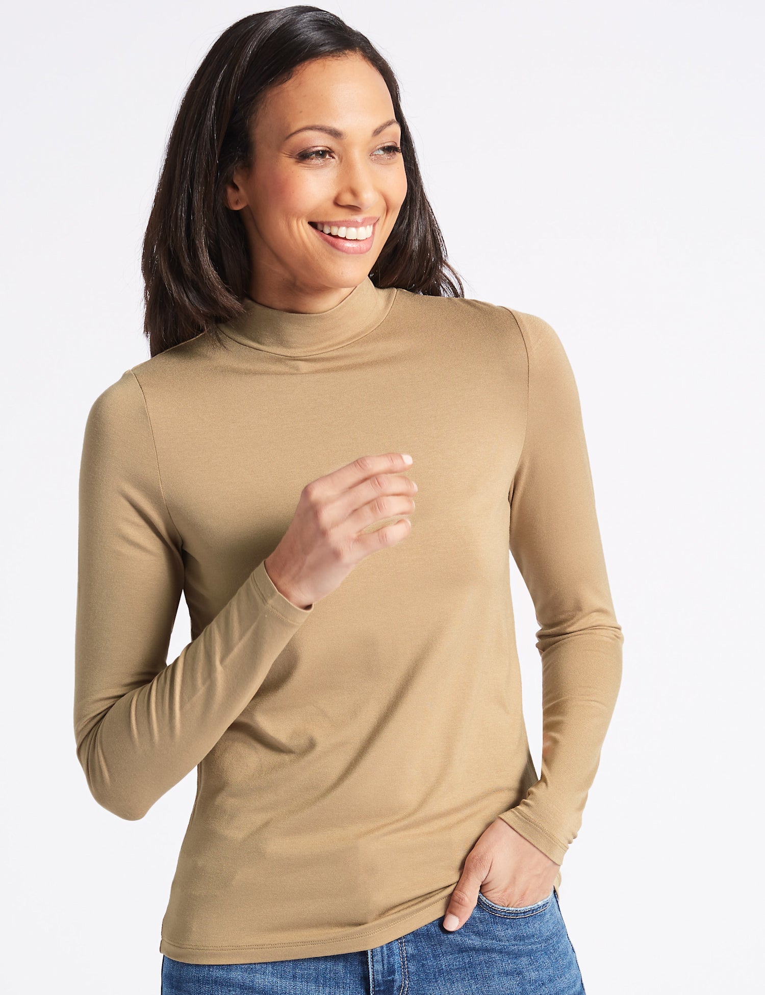 Funnel Neck Long Sleeve Top