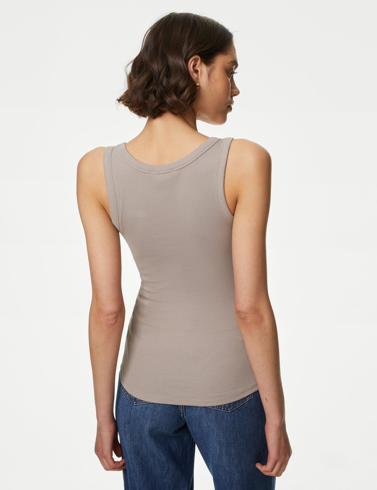 Cotton Rich Ribbed Slim Fit Vest Top