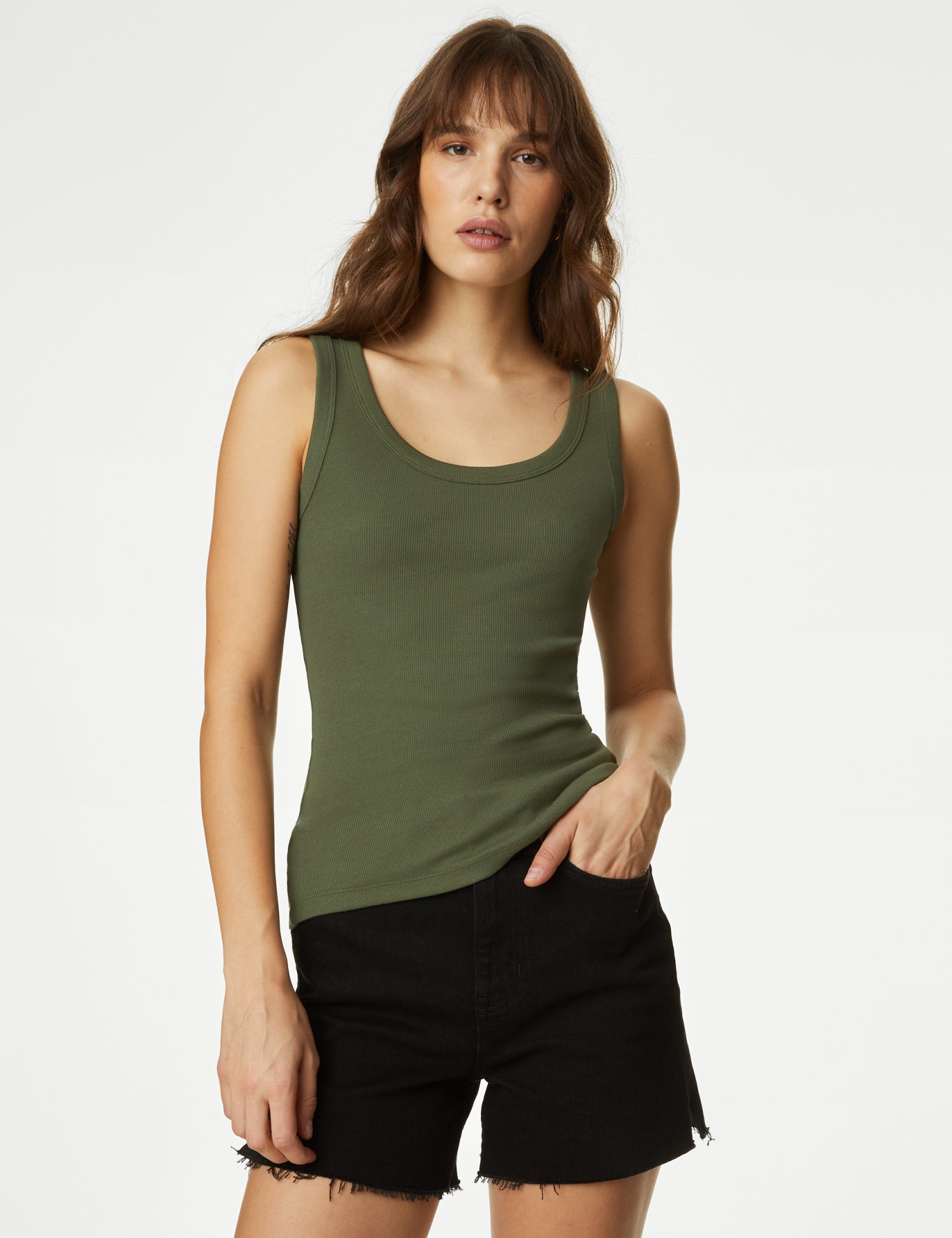 Cotton Rich Ribbed Slim Fit Vest Top