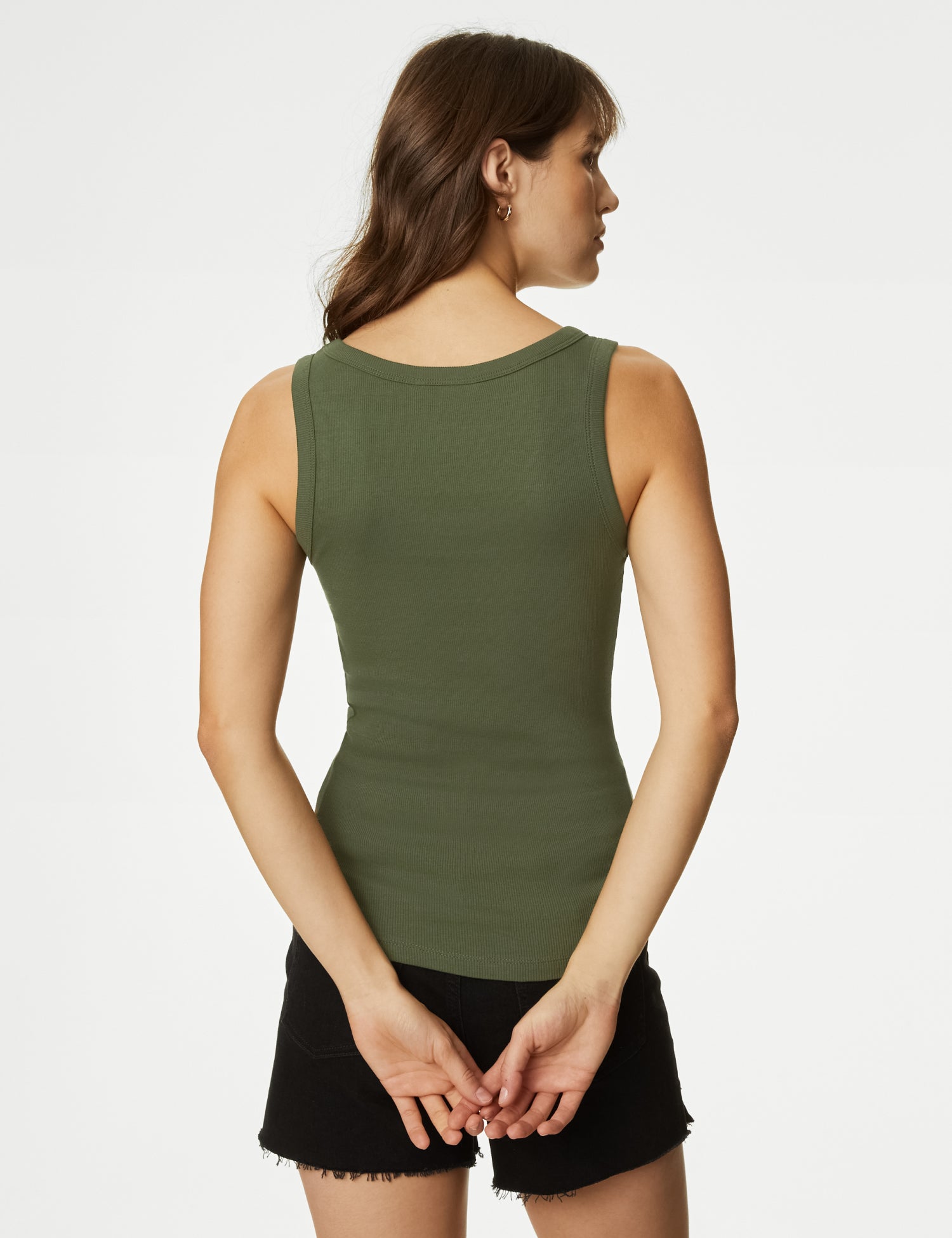 Cotton Rich Ribbed Slim Fit Vest Top