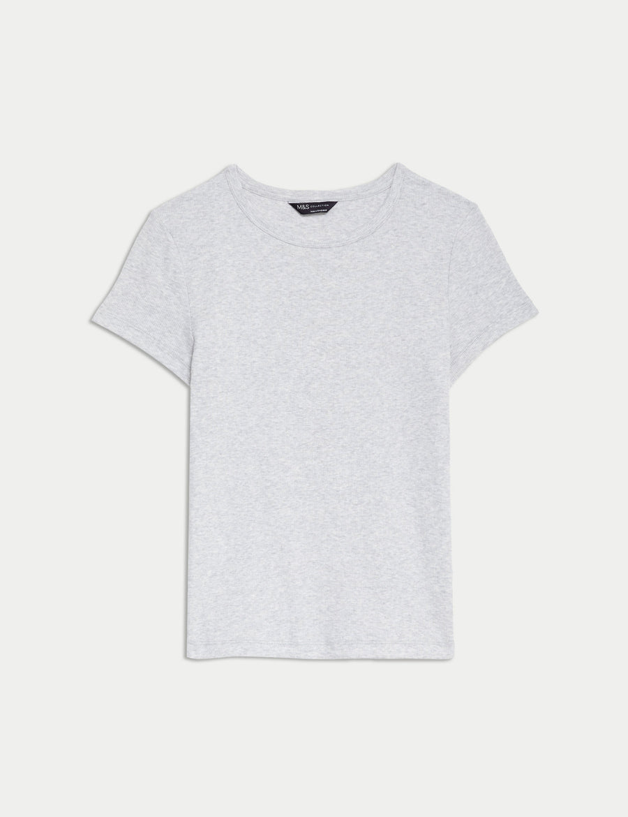 Cotton Rich Slim Fit Ribbed T-Shirt