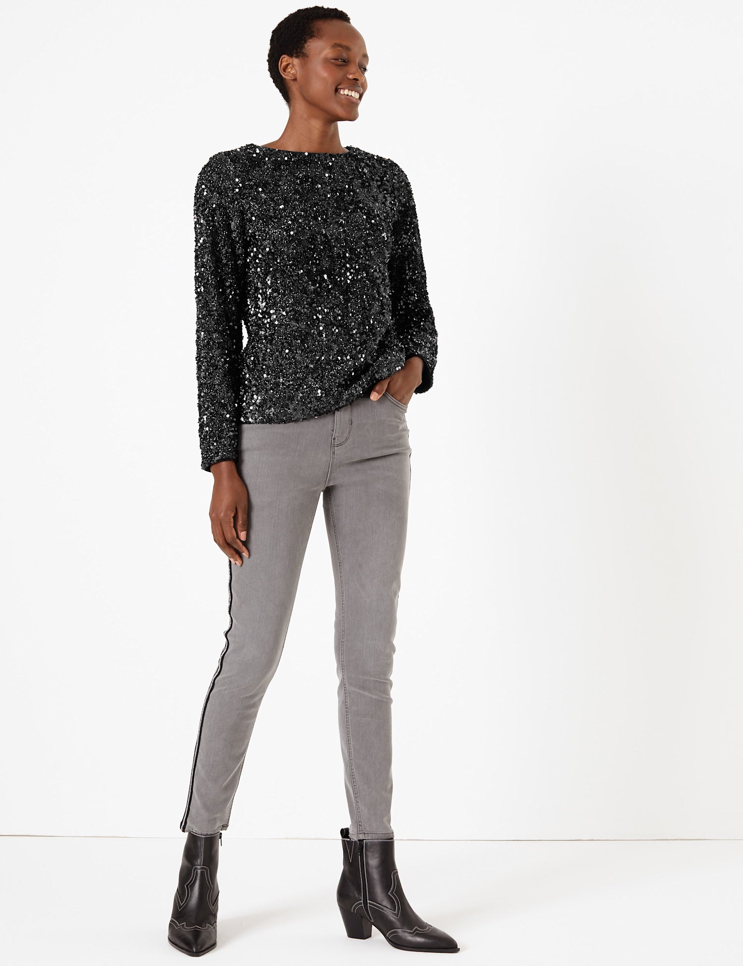 Sequin Long Sleeve Top