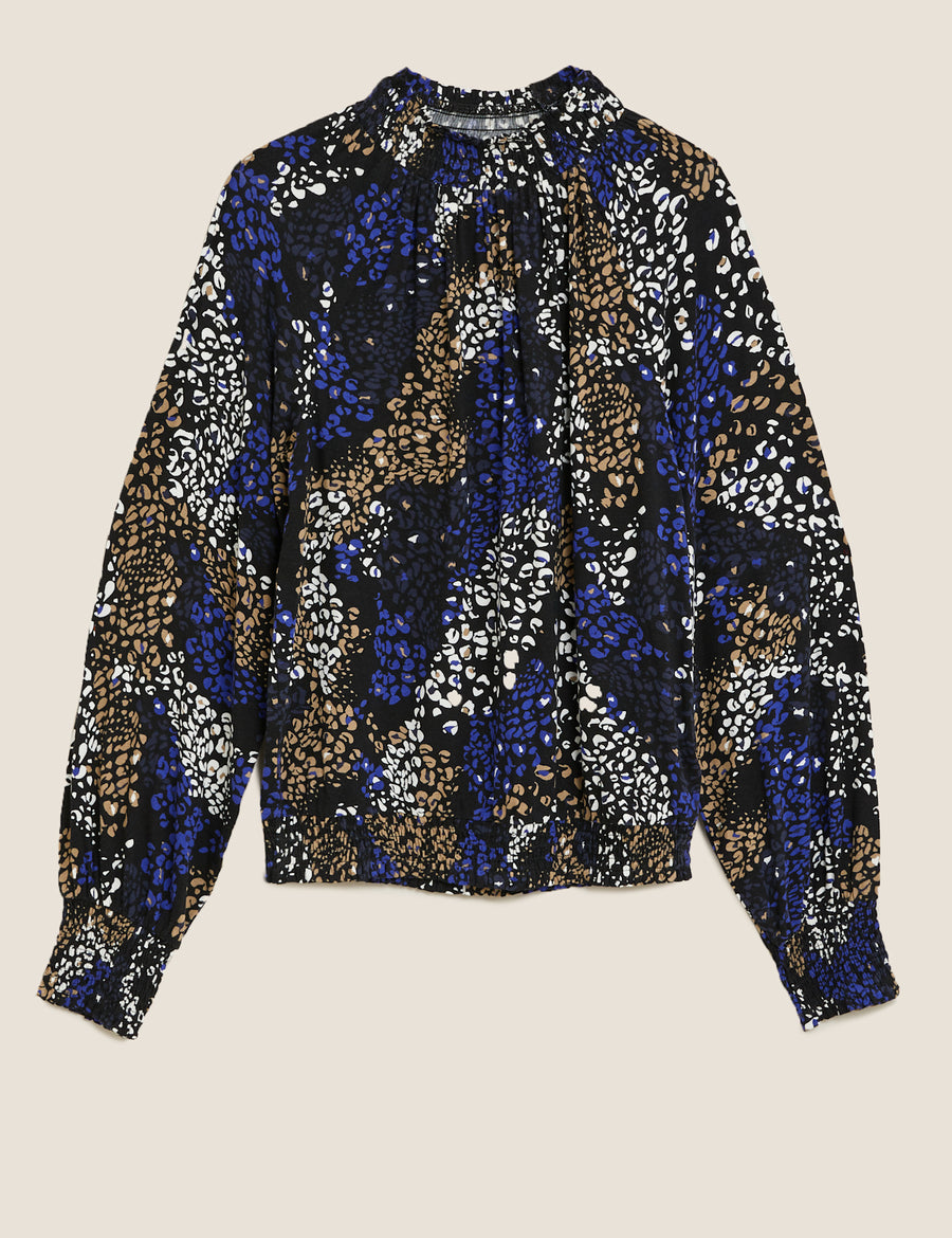 Animal Print High Neck Top