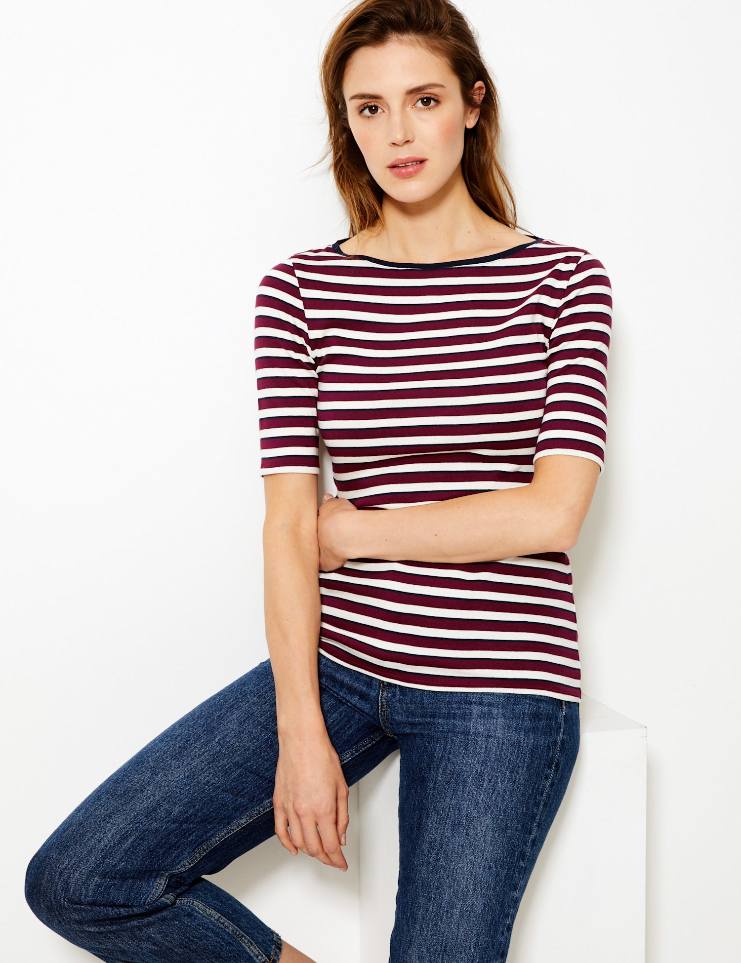 Cotton Rich Striped Regular Fit T-Shirt