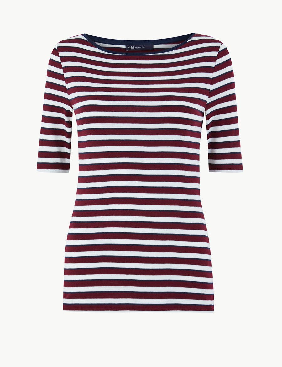 Cotton Rich Striped Regular Fit T-Shirt